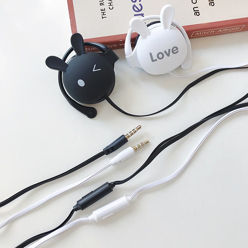 Headset Over-ear Kabel 3.5mm Model Kartun Kelinci Dengan Mic Untuk Hadiah Pacar