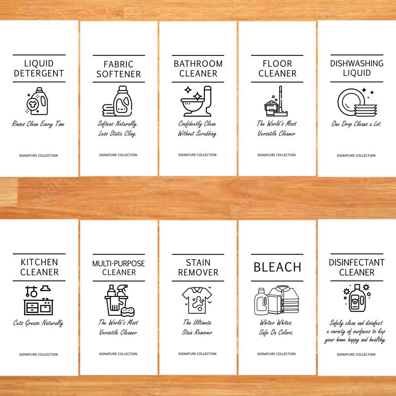 Sticker Vinyl 6x12cm Stiker Label Botol Sabun Cuci Piring Home Laundry Vynil Pel