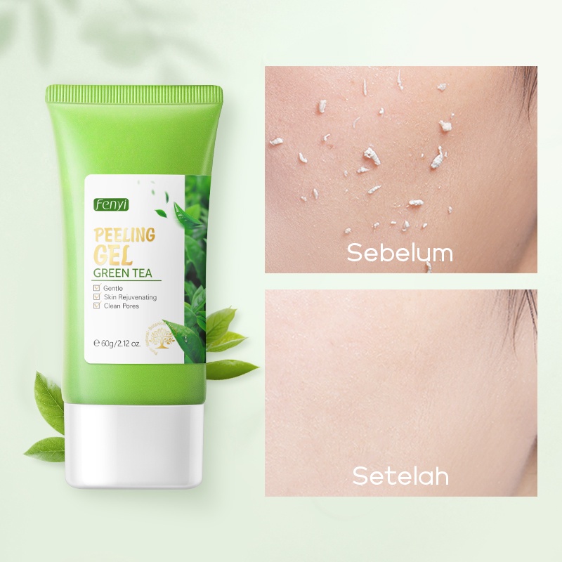 BPOM Fenyi Green Tea Peeling Gel Mengangkat Kulit Mati Komedo Scrub Pemutih Menghaluskan Kulit 60g