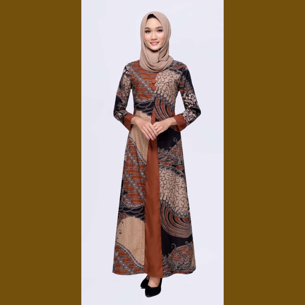 ARINI COKLAT BATIK COUPLE KELUARGA PASANGAN MODERN JUMBO PREMIUM SARIMBIT AYAH IBU ANAK DRESS GAMIS