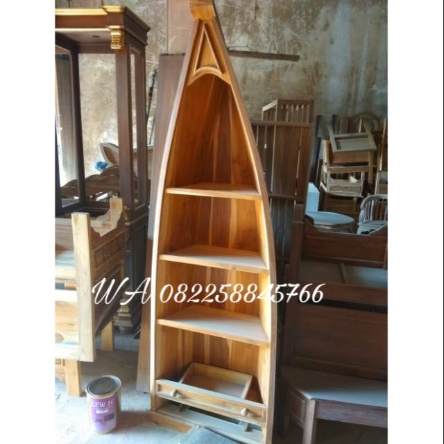 Bufet Rak Lemari Pajangan Model Kapal, Bifet Bupet Minimalis Ruang Tamu Kayu Jati