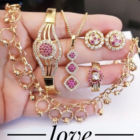 Xuping set perhiasan pentol mata hitam lapis emas 24k 1533