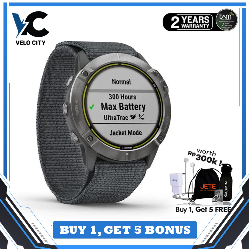 Garmin Enduro Steel with Gray UltraFit Nylon Strap - Garansi Resmi TAM 2 Tahun