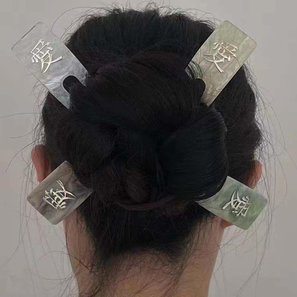 NEEDWAY Gaya Kuno Jepit Rambut Klasik Sederhana Hati Cinta Karakter Cina Hanfu Jepit Rambut Hiasan Kepala Kuno Bentuk U Jepit Rambut