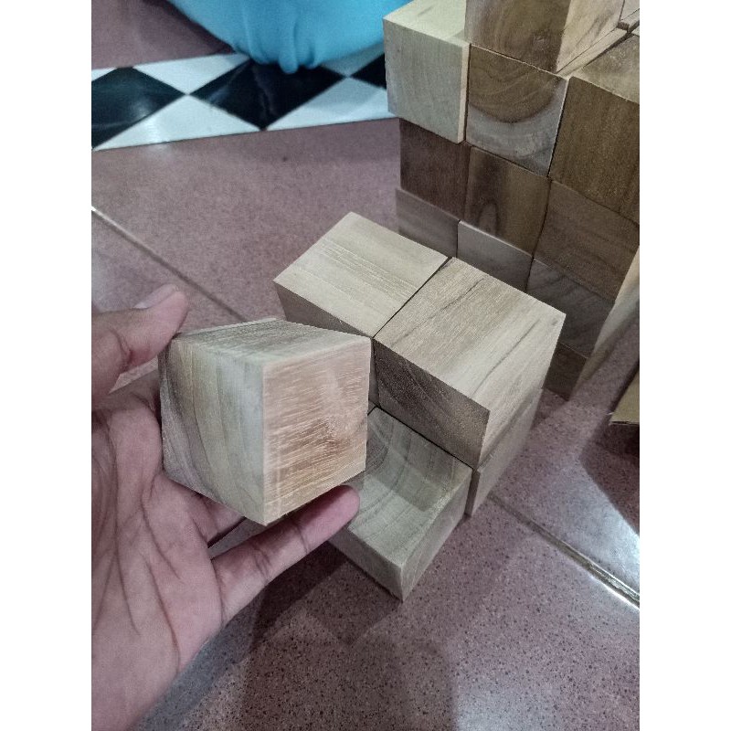 kubus kayu jati 8cm x 8cm x 8cm / balok jati asli / jati solid