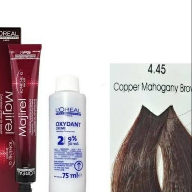  loreal  majirel  4 45 coper mahogany brwn oxidan pewarna  