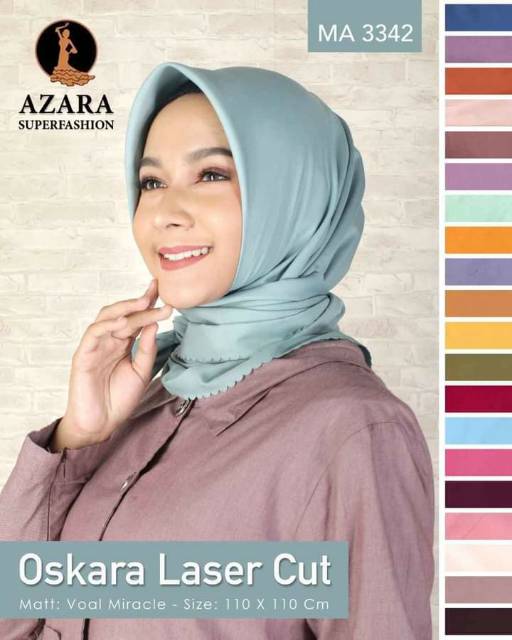 COD OSKARA HIJAB SEGI EMPAT LASERCUT ORI AZARA/ready Makassar Murah
