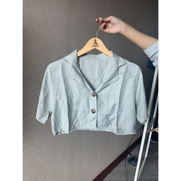 ZENAYA SET SETEL281 SETELAN BAJU CROP DAN CELANA PANJANG KULOT BUSUI SETEL281-Rhino Grey