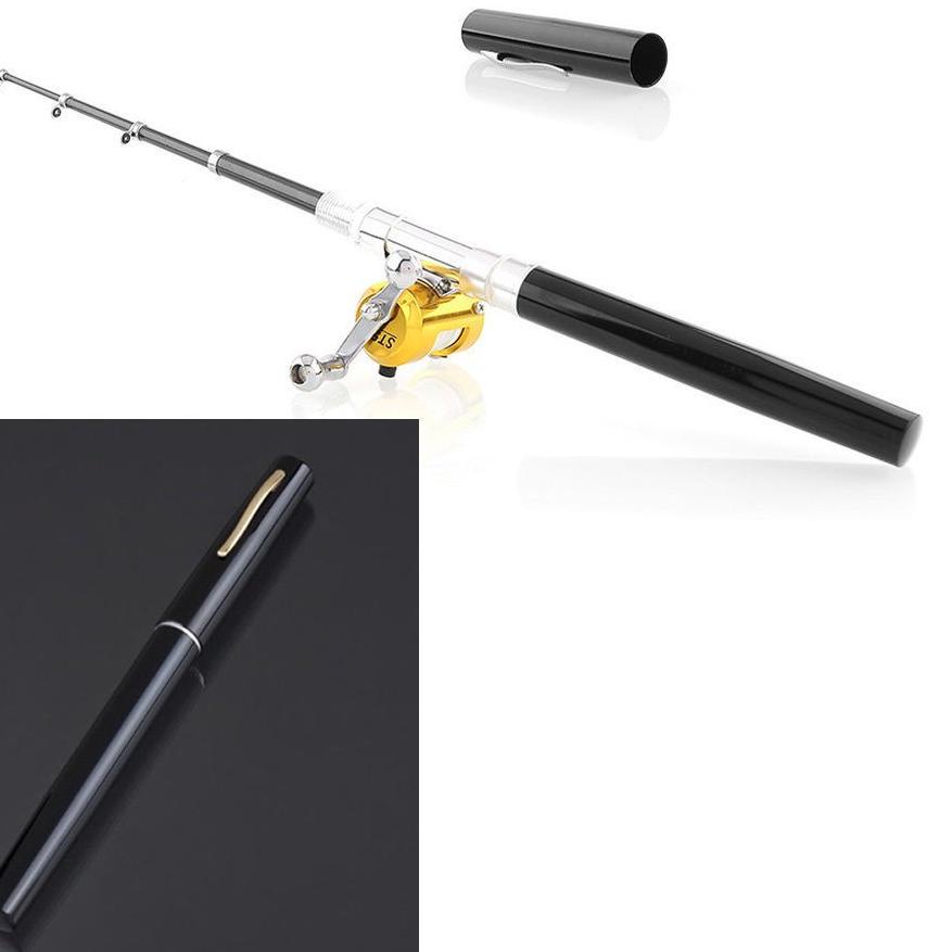 ♕ Pancing Pena Portable Alat Pancingan Full Set 1 Joran Lengkap Reel Kecil Mini Pulpen Murah ◘