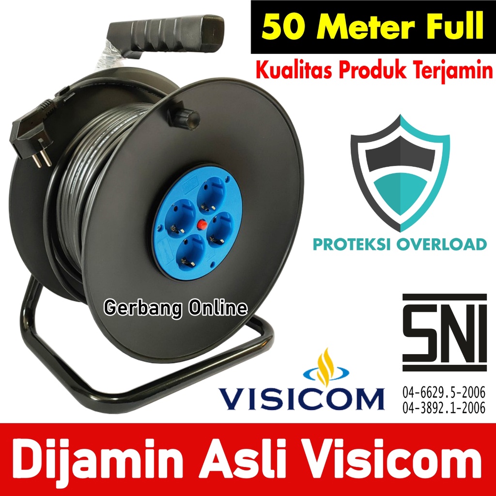 VISICOM Kabel Roll 50 Meter 4 Stop Kontak Gulung 50m 50 m SNI