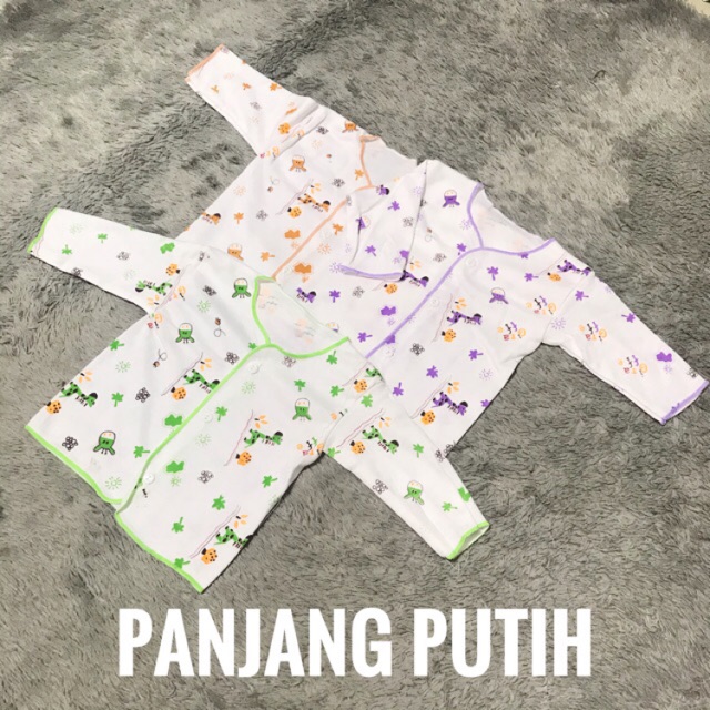 (ISI 3) Baju Bayi Lengan Panjang Kancing Depan Motif Dan Polos