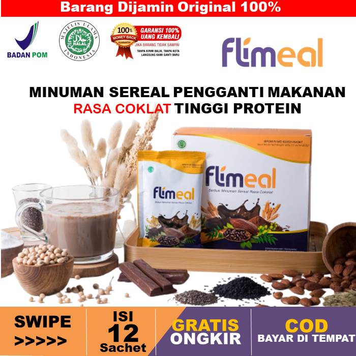 

Flimeal Minuman Sereal Pengganti Makan Halal BPOM Penahan Lapar Penurun Berat Badan Sarapan Sehat