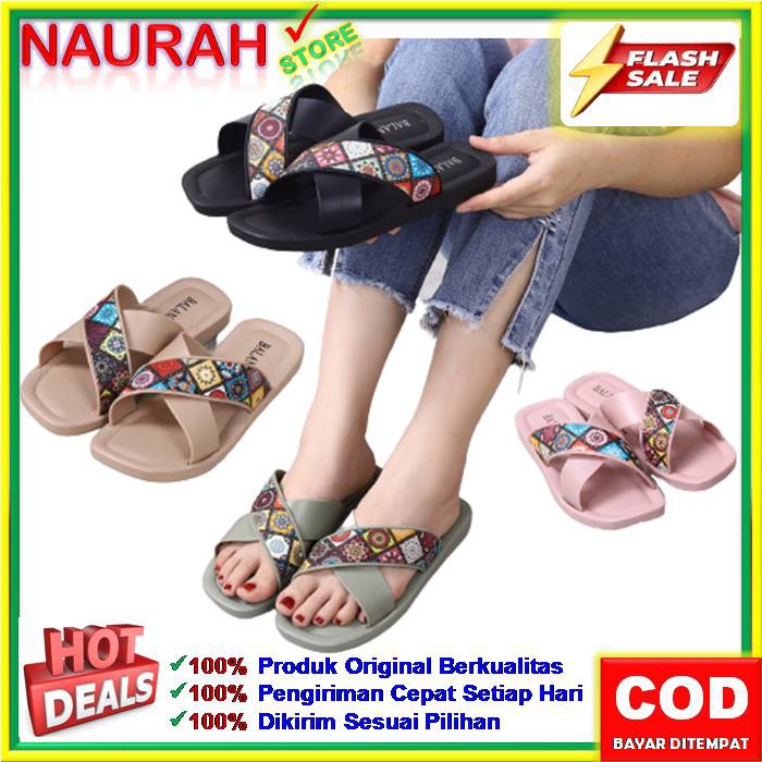 SANDAL BALANCE 1246 1 SLOP SILANG ETNIK ORIGINAL SENDAL WANITA JELLY IMPORT LENTUR ANTI SLIP