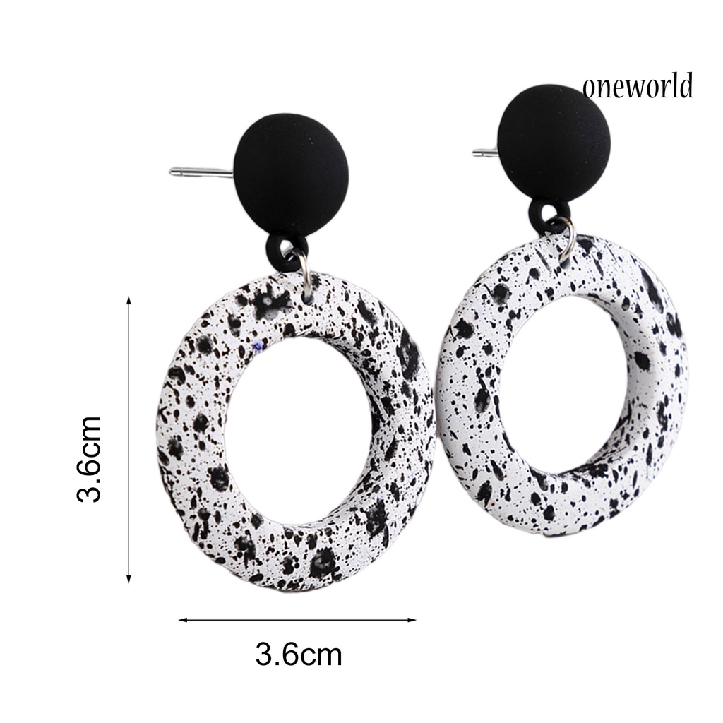 OW# Fashion Black White Round Hanging Drop Dangle Ear Stud Earring Jewelry Accessory