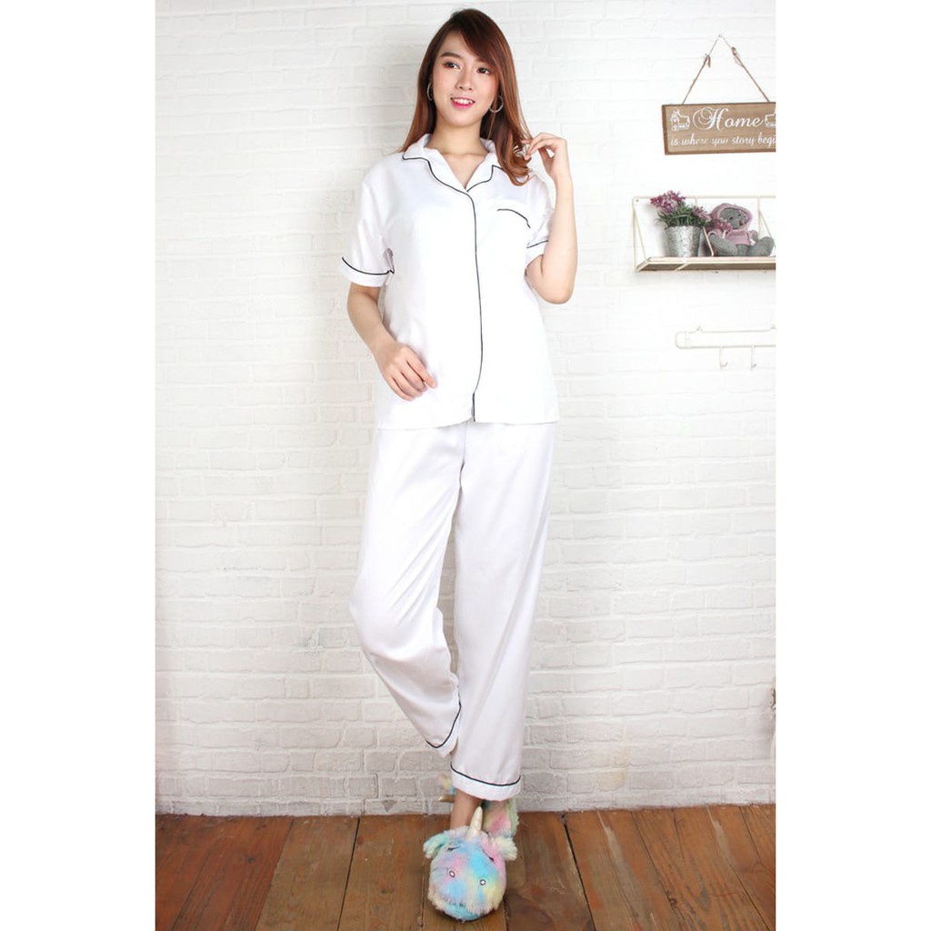 HipNop SATIN MEBOS BAJU TIDUR WANITA PIYAMA WANITA PAKAIAN CEWEK BAJU TIDUR CEWEK