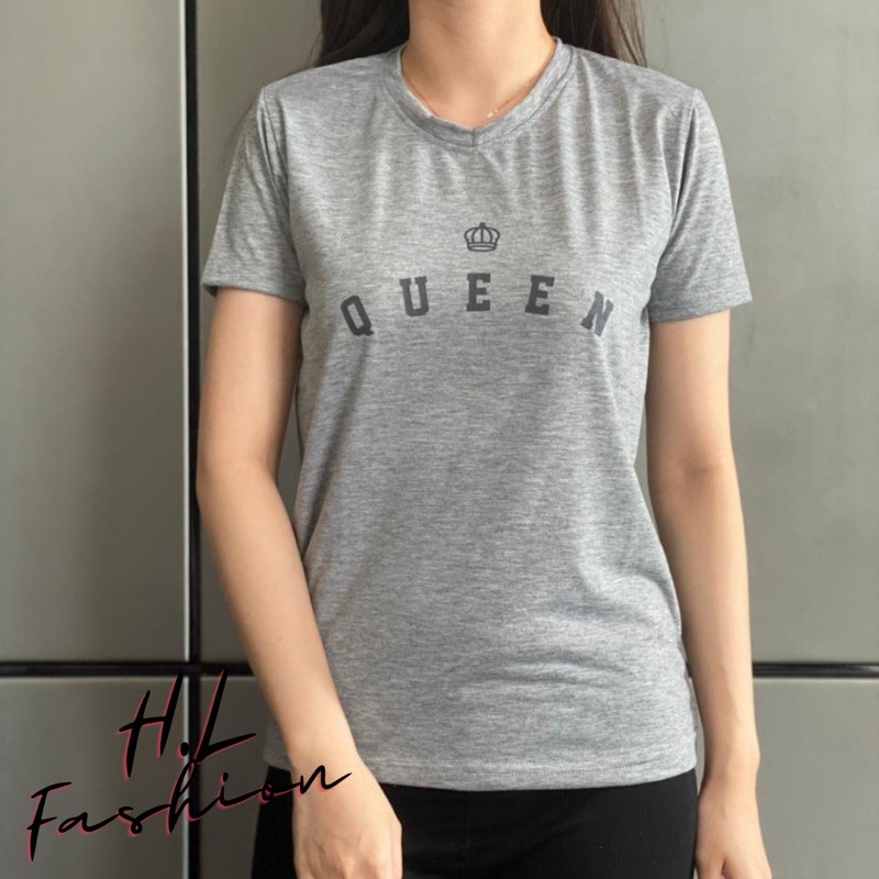 Kaos wanita leher V tangan model “queen”