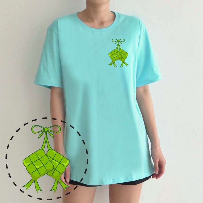 KAOS LEBARAN PENTOL L01 KETUPAT EID MUBARAK IDUL FITRI GAMBAR LUCU COUPLE COTTON COMBED GROSIR MURAH