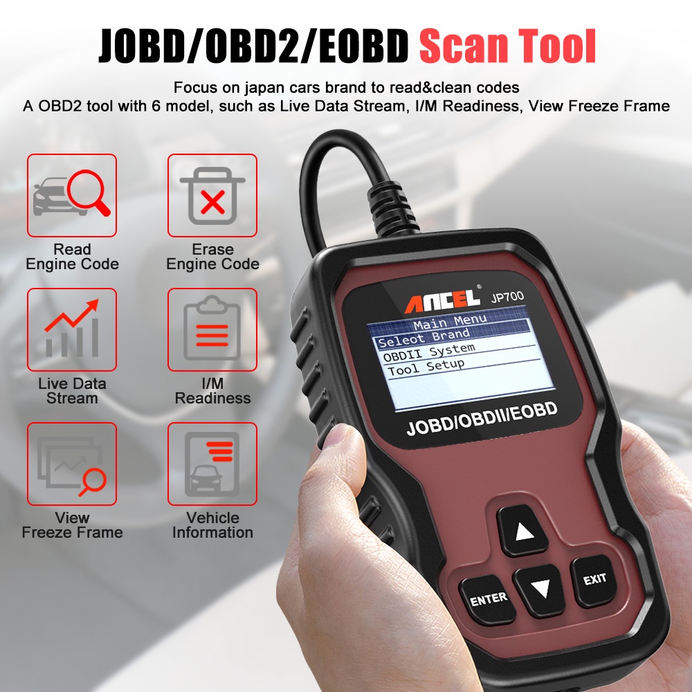 ANCEL JP700 JOBD/OBDII/EOBD Obd2 Scanner Car Scanner Odb2 Car Diagnostic Tool Obd Car Diagnostic Scanner Automotive Scanner