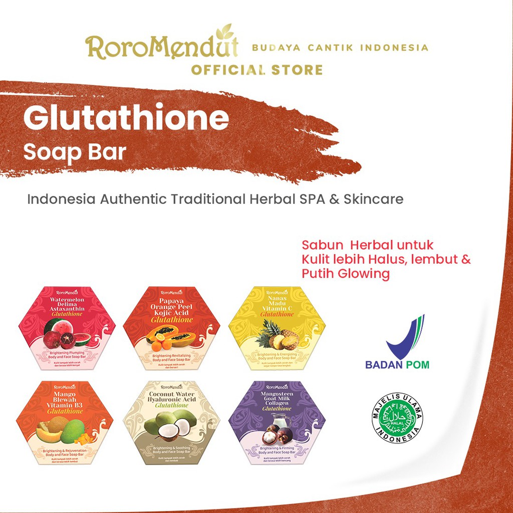 

Roro Mendut Glutathione Body & Face Soap Bar Series