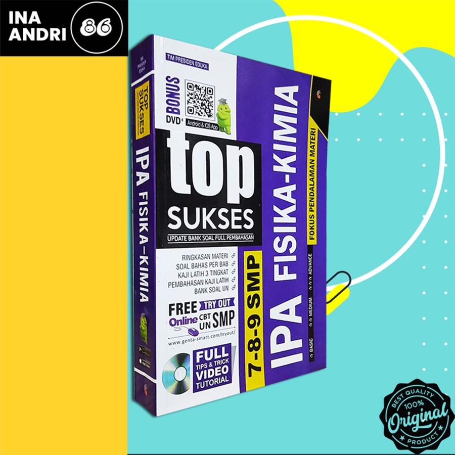 

BUKU PELAJAR SMP TOP SUKSES UPDATE BANK SOAL PEMBAHASAN FISIKA - KIMIA SMP 7. 8. 9