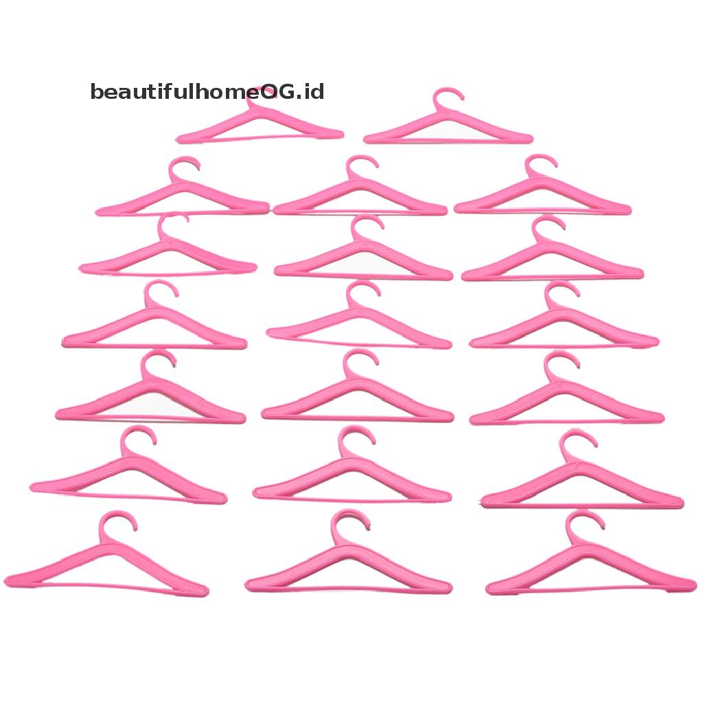 20pcs Gantungan Baju Bahan Plastik Warna Pink Untuk Boneka Barbie