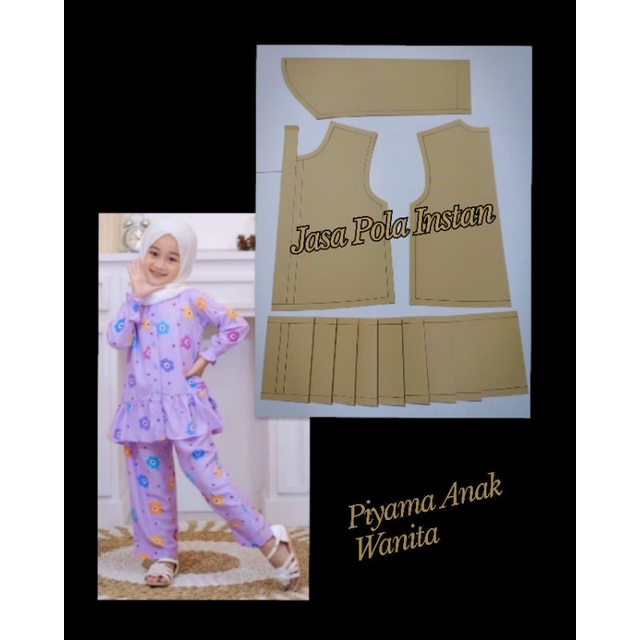 pola piyama anak wanita