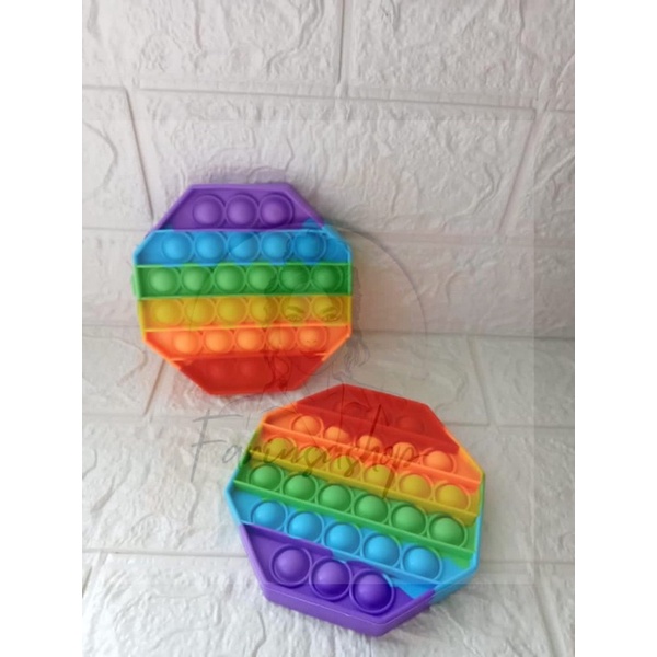POP IT BESAR FIDGET TOY RAINBOW KOTAK SQUARE BULAT LOVE OXIGONAL SILICON-OCTAGONAL