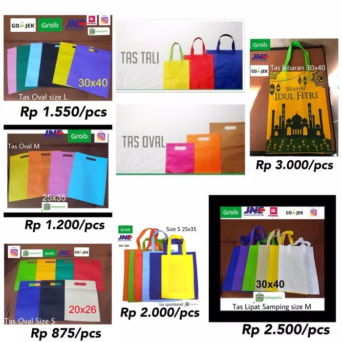 

Murah Tas Kain Spunbond Furing Goodiebag Shoppingbag Oval M uk 25 x 35 cm Bagus