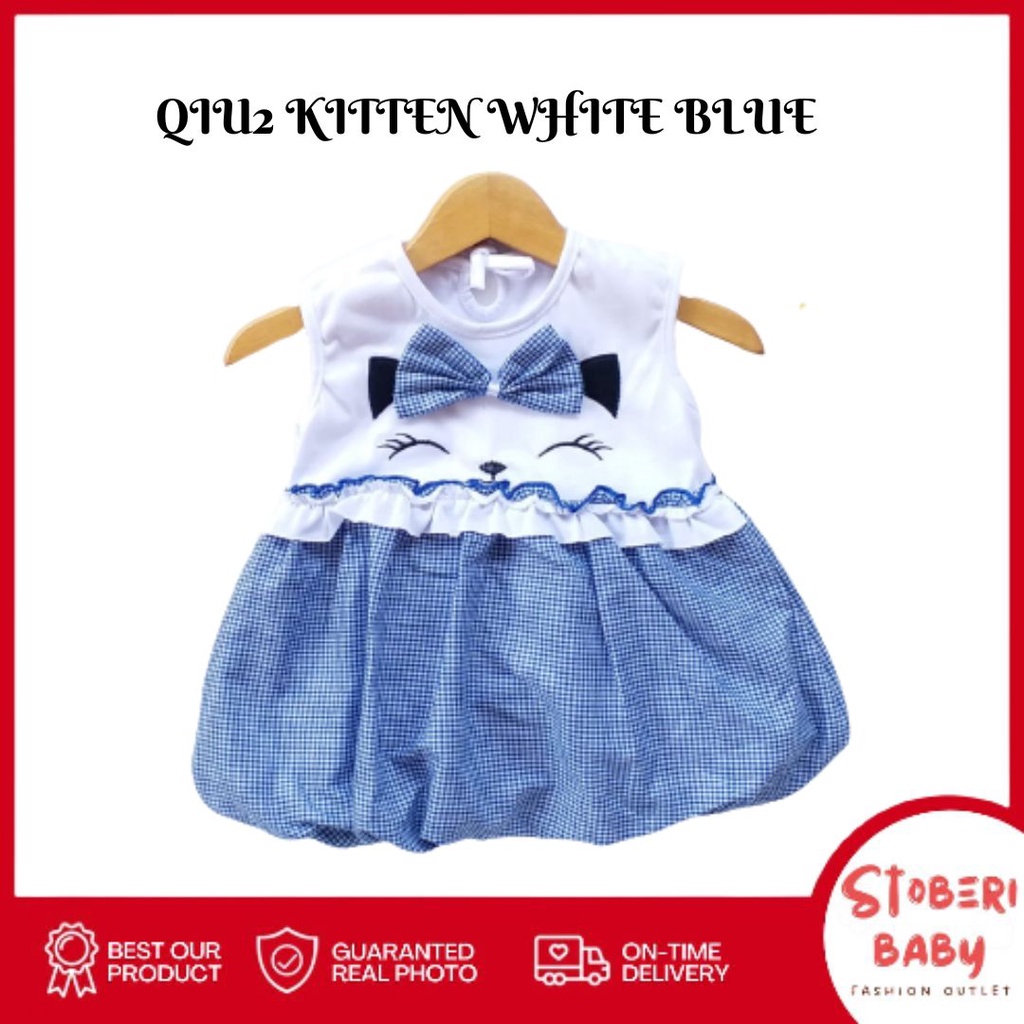stoberi baby -  QIU2 KITTEN WHITE Baju Bayi Perempuan Baju Rok Terusan Bayi Rok Bayi Perempuan Pakaian Bayi Perempuan