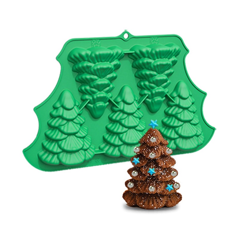 Cetakan Permen / Cokelat Bentuk Pohon Natal Bahan Silikon Untuk Dekorasi Kue