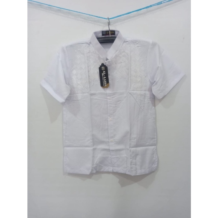 MURAH baju koko putih lengan pendek anak tanggung - koko remaja tanggung - M