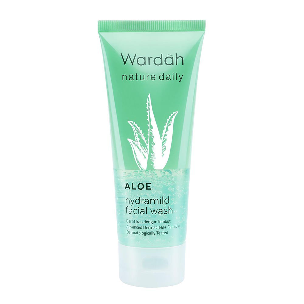 Wardah Nature Daily Aloe Hydramild Facial Wash 60ml &amp; 100ml | Gel Pembersih Wajah