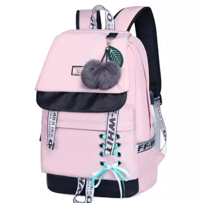 Tas Ransel Backpack Fashion Off white / Tas sekolah wanita remaja