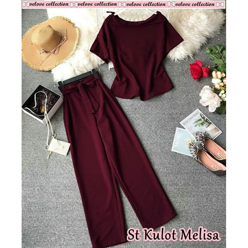 New Set Setelan Rok Wanita Matt Import Bangkok FZ127 Stelan Kulot Melisa Maron [Setelan Wanita 0153]