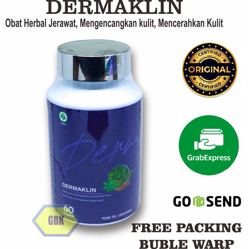 DERMAKLIN Premium Obat Herbal Masalah Jerawat Dan Bekas Jerawat Kulit Gatal-Gatal - Naturafit BPOM HALAL MUI