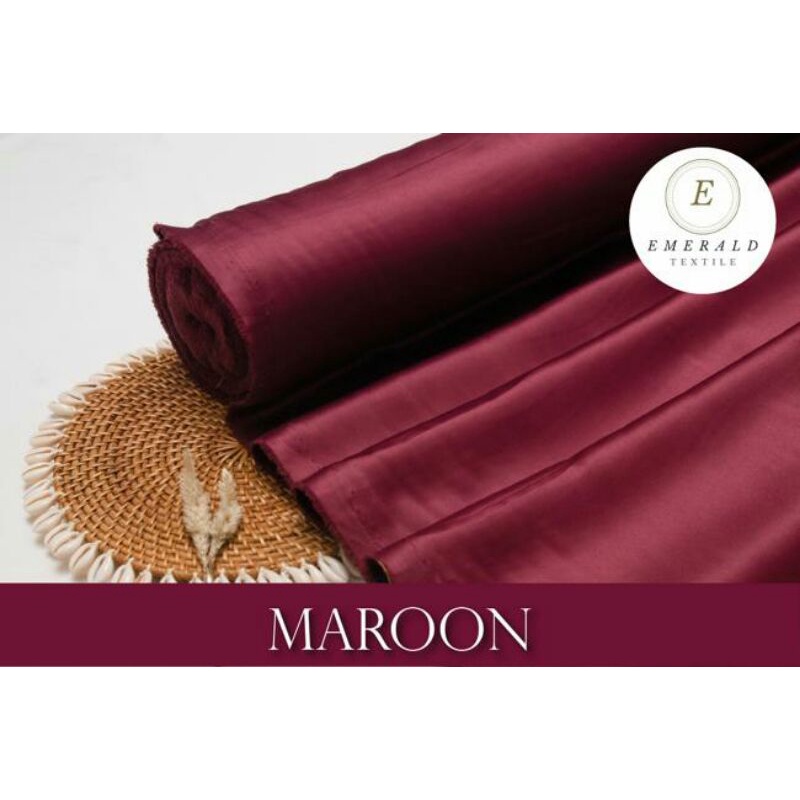 ( BUKAN HIJAB ) SETENGAH METER Kain Satin Velvet Roberto Cavalli Silk Premium- Maroon ( HARGA PER 50cm KAIN )