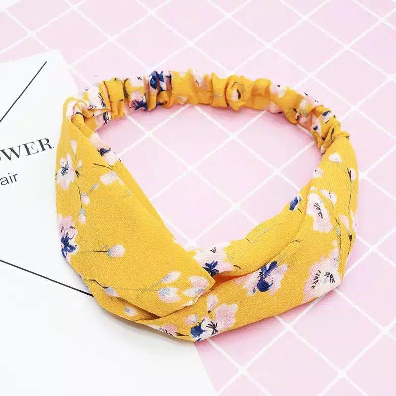 Bandana Bando Korea Floral Pattern Simpul Turban Karet Korean Headband