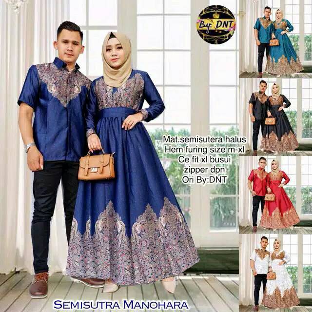 Batik Couple Semi Sutera MANOHARA Gamis Sarimbit Baju pesta
