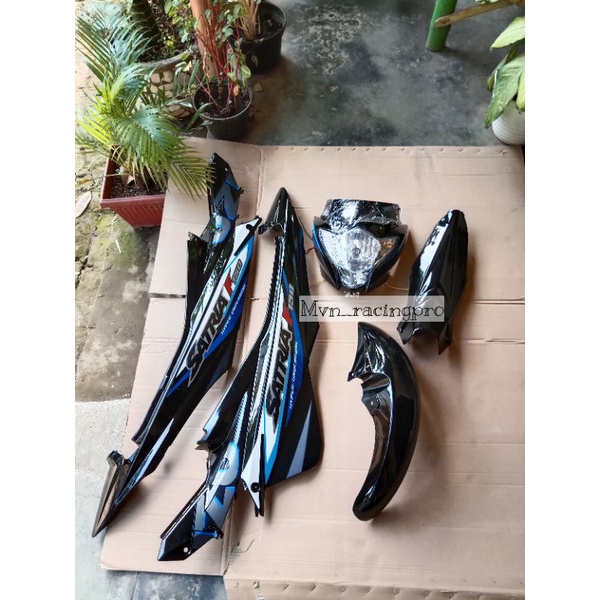 Cover body dek bodi halus tanpa sayap plus striping SUZUKI SATRIA F FU FL FACELIFT hitam gp 2015 kua