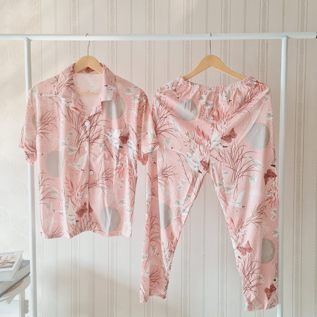 SNR - BAJU TIDUR KANCING LENGAN PENDEK CELANA PANJANG