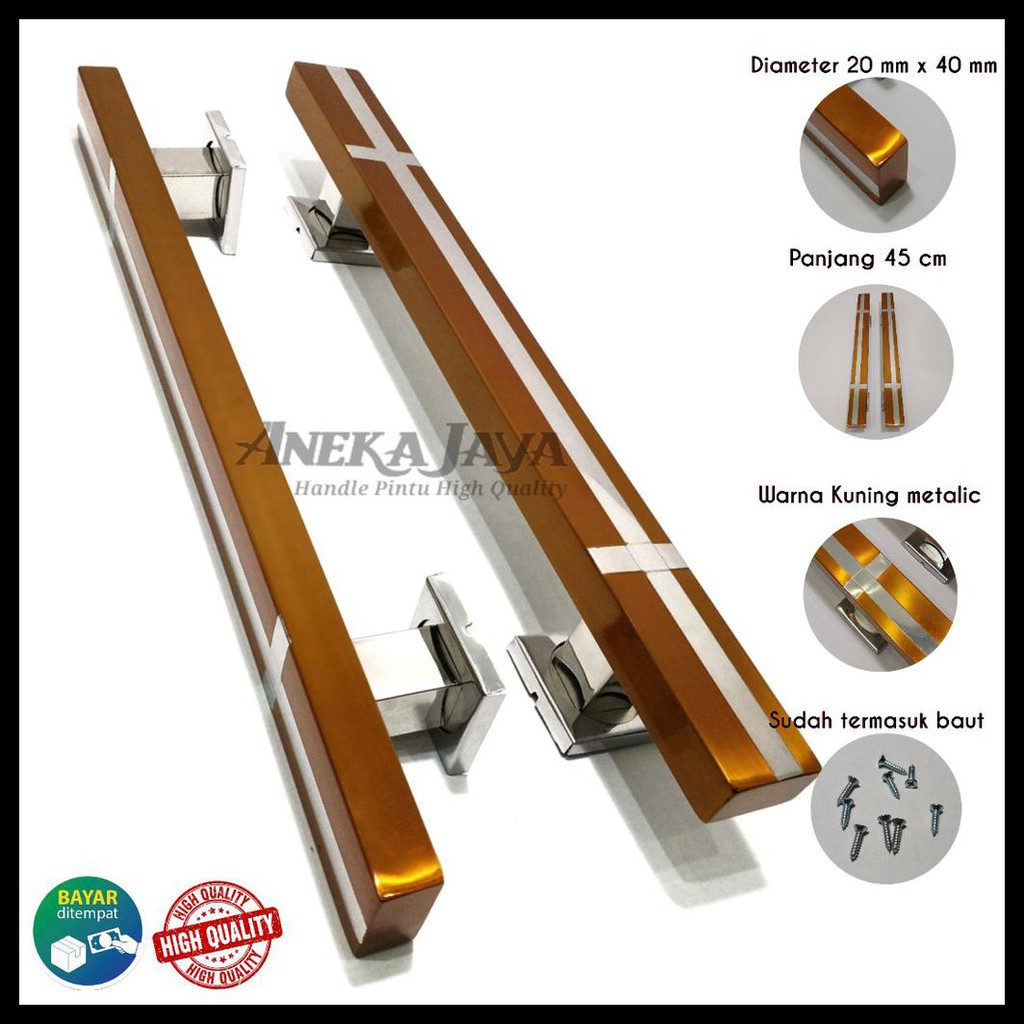 MURAH HANDLE PINTU RUMAH 45 CM TARIKAN PINTU PEGANGAN PINTU RUMAH MINIMALIS KUNING EMAS STAINLEES