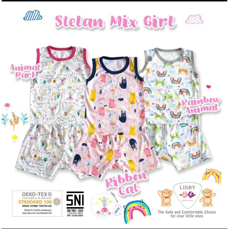 LIBBY Setelan Bayi SNI Lengan Buntung / Kutung Uk. S - L