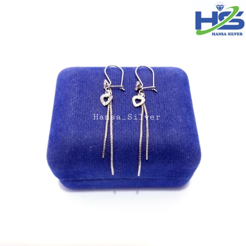 Anting Perak Asli Silver 925 Lapis Emas Putih Model Agogo Italy Love Dan Bintang - Anting Wanita Anti Karat