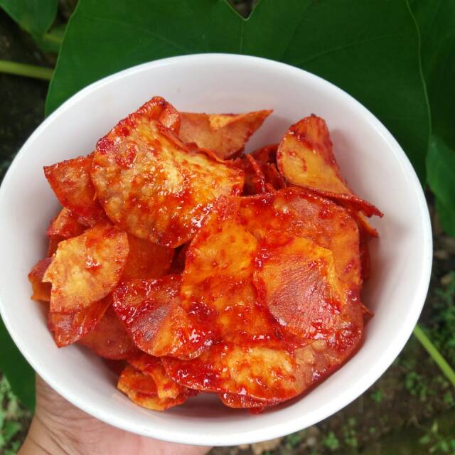 

Keripik tela pedas