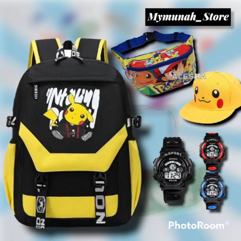 Tas Ransel Sekolah Anak Karakter Pokemon Pikachu Murah