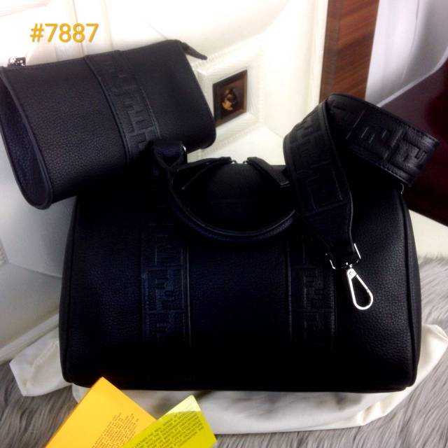 7887 FENDI Speedy Boston Leather Bag SS18 With Clutch