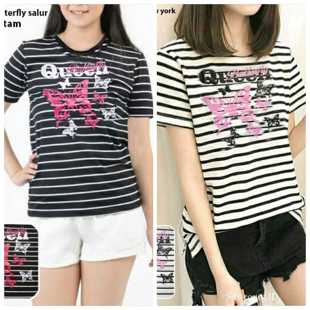 Kaos butterfly salur/kaos wanita/kaos cewek/jual kaos wanita/kaos salur/jual kaos salur