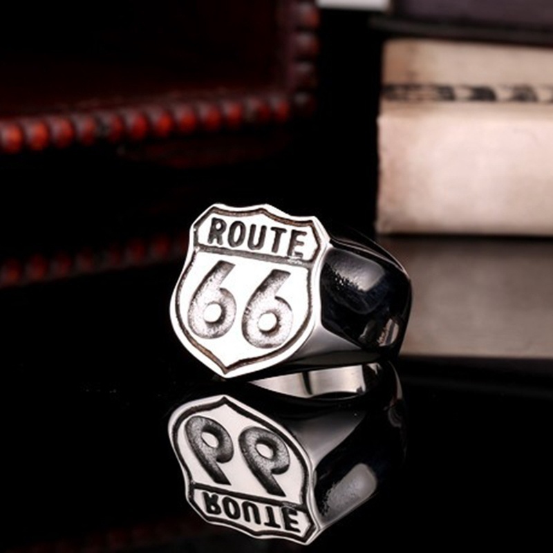 Cincin Desain American Cyclist Route 66 Untuk Pria