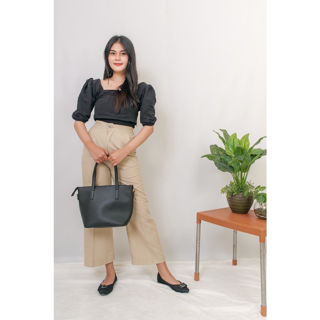 Kulot Linen Import Highwaist - Cullote Pants | Wide Leg Cullotes | Celana Kulot Wanita 002#