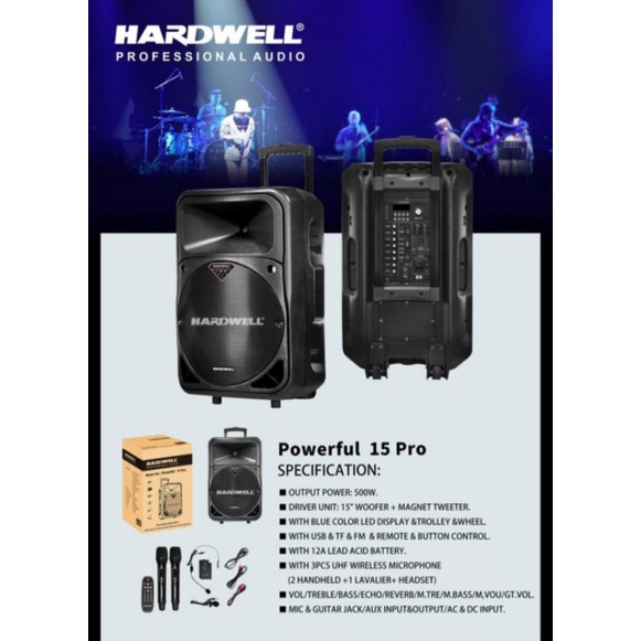 Speaker portabel hardwell power full 15 pro original garansi resmi